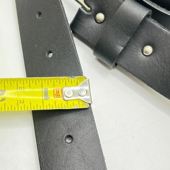 Leather Belt Black Genuine Leather Silver Buckle Casual Everyday 60" Long 4X - Picture 8 of 9